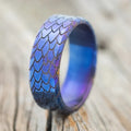 "Echo" - Fire-Treated Titanium Embossed Dragon Scale Wedding Band - Titanium (8mm) - Size 10 1/2-Staghead Designs