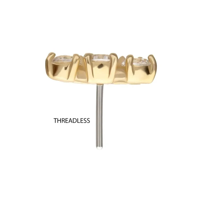 Invictus 14Kt Gold Threadless Centered Gem Curved Cluster Top