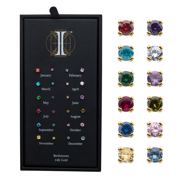 Invictus 14Kt Gold Threadless with Prong Set Birthstone Top