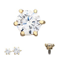 Invictus 14Kt Yellow Gold Internally Threaded 6-Prong Round Gem Top Dermal
