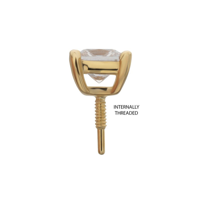 Invictus 14Kt Yellow Gold M0.8 Internally Threaded 4-Prong Princess Cut Gem Top