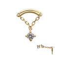 Invictus 14Kt Yellow Gold M0.8 Internally Threaded Curved Bar Top with 4-Prong Gem Chain Dangle