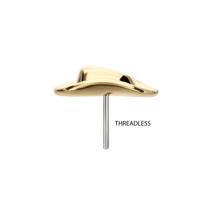 Invictus 14Kt Yellow Gold Threadless 2D Molded Cowboy Hat Top
