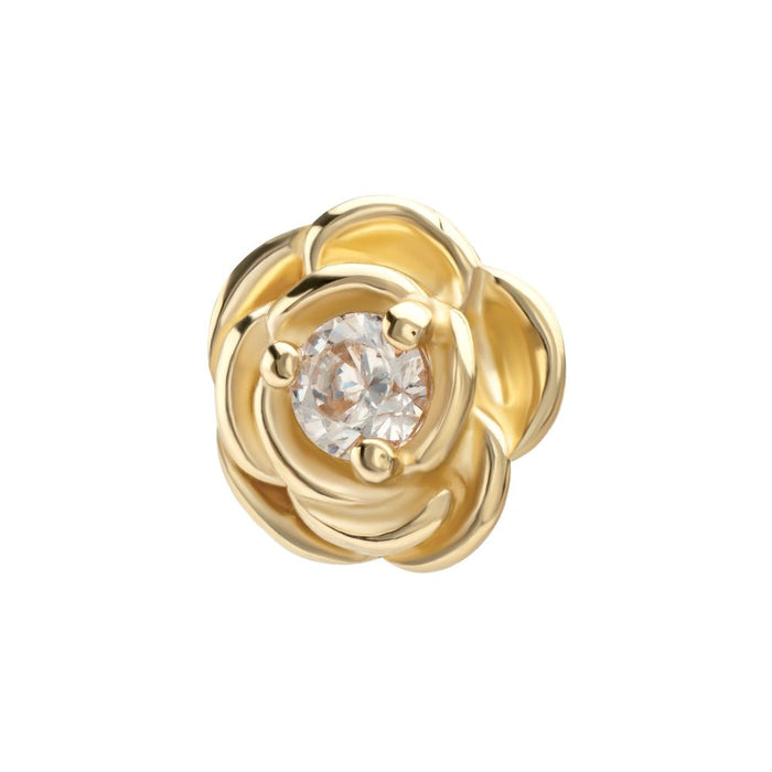 Invictus 14Kt Yellow Gold Threadless Low Profile 3-Prong Gem "Rosebud Bloom" Top