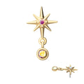 Invictus 14Kt Yellow Gold Threadless Prong Set Gem North Star Top with Bezel Round Dangle