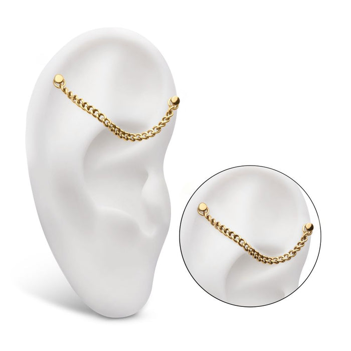 Invictus 24Kt Gold PVD Titanium 2.1mm Curb Chain with 2 Rings