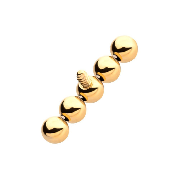 Invictus 24Kt Gold PVD Titanium Internally Threaded 5-Bead Cluster Top