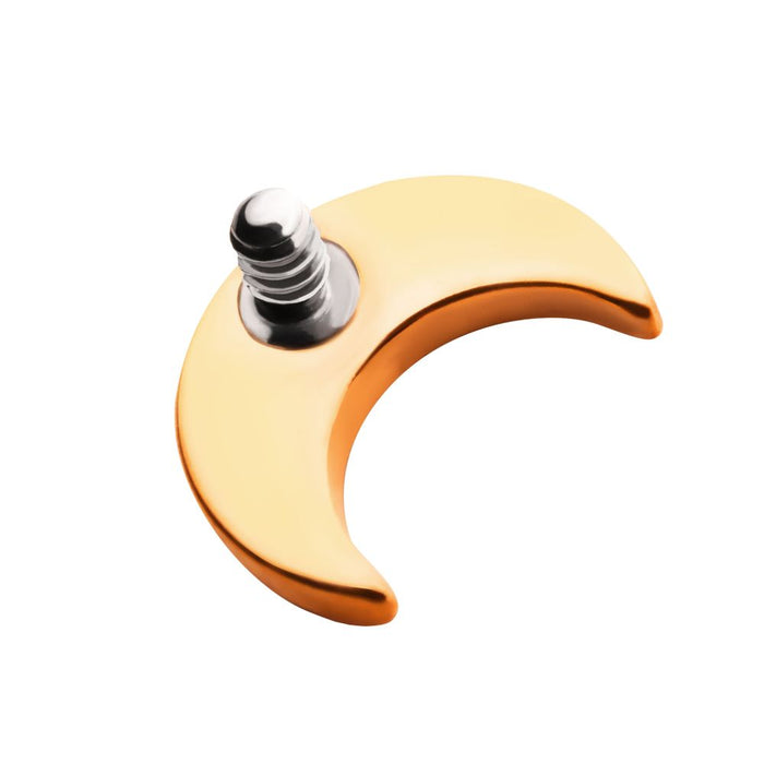 Invictus 24Kt Gold PVD Titanium Internally Threaded Crescent Moon Top with 1.6mm Crest