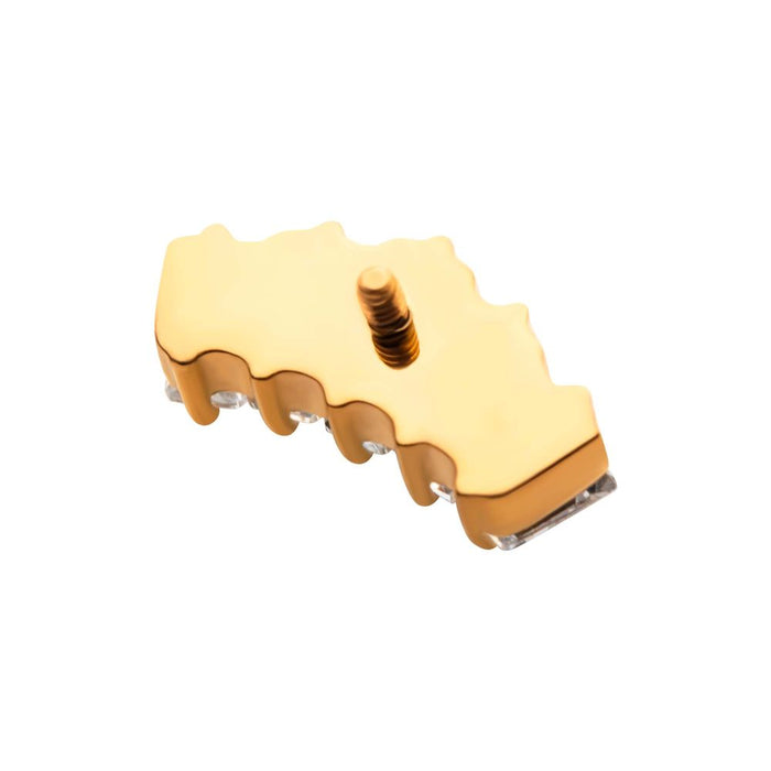 Invictus 24Kt Gold PVD Titanium Internally Threaded Prong Set Baguette CZ 5-Cluster Top