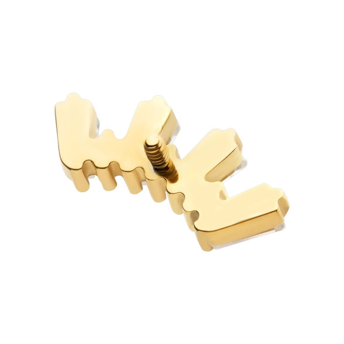 Invictus 24Kt Gold PVD Titanium Internally Threaded Prong Set Baguette & Round CZ 7-Cluster Top