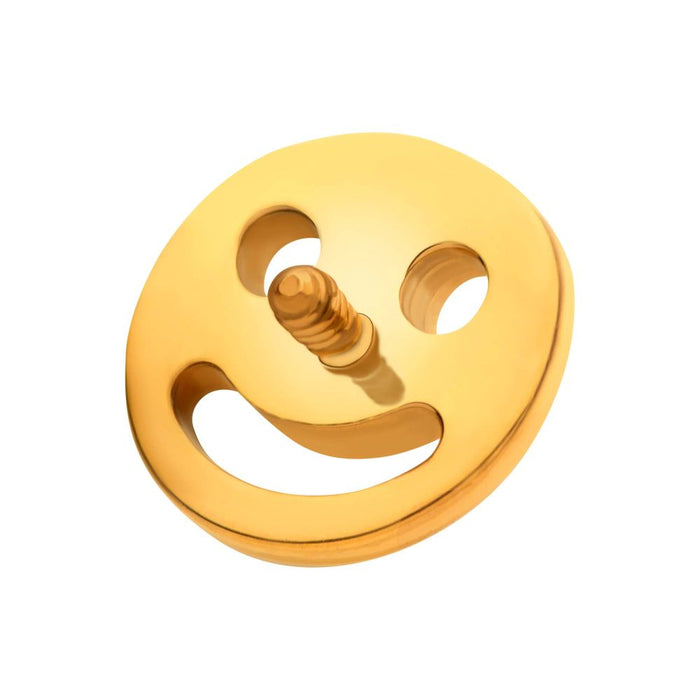 Invictus 24Kt Gold PVD Titanium Internally Threaded Smiley Face Emoji Top
