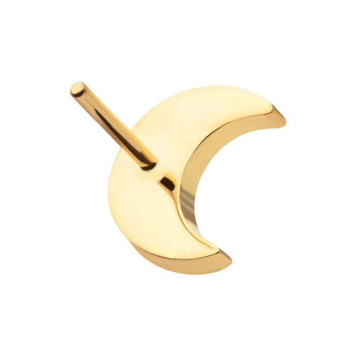 Invictus 24Kt Gold PVD Titanium Threadless Crescent Moon Top with 2.2mm Crest
