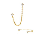 Invictus 24Kt Gold PVD Titanium Threadless Double Prong Set Gem Top with Rolo Chain Dangle