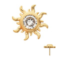 Invictus 24Kt Gold PVD Titanium Threadless Sunburst Top with Bezel Gem