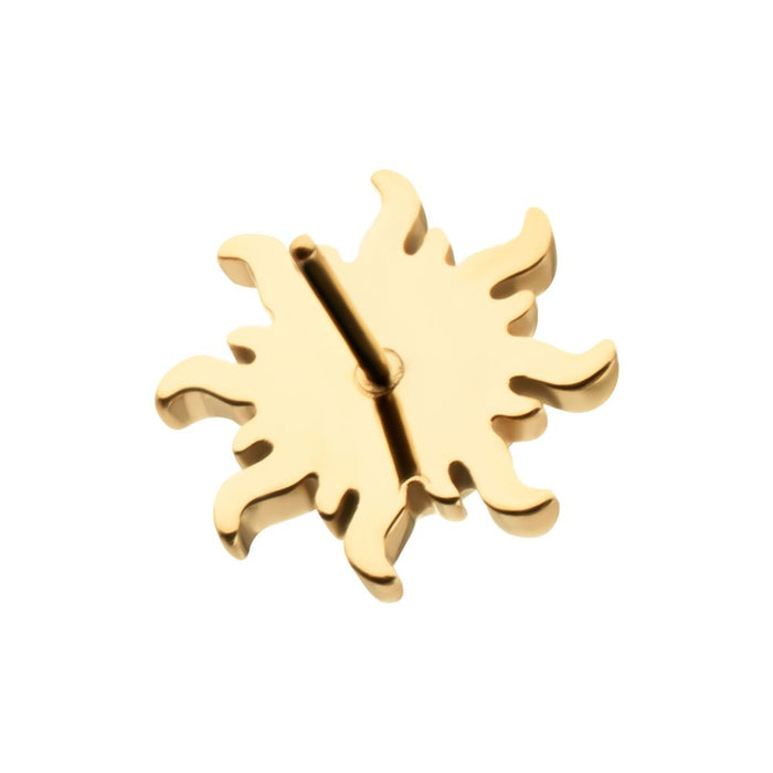 Invictus 24Kt Gold PVD Titanium Threadless Sunburst Top with Bezel Gem