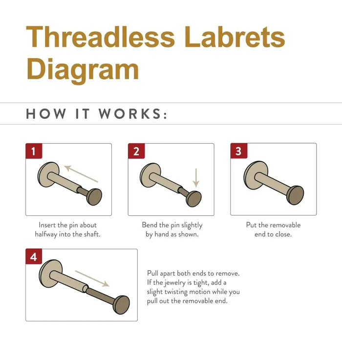 Invictus Threadless Titanium Labret Stem 2.5mm or 4mm Base
