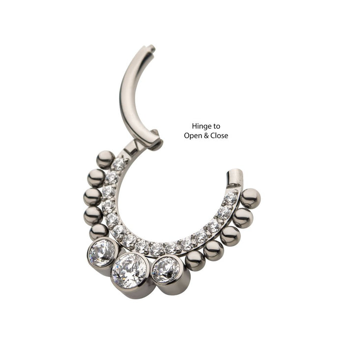 Invictus Titanium 10-Beaded Bezel Set Gem Front Facing Hinged Segment Clicker