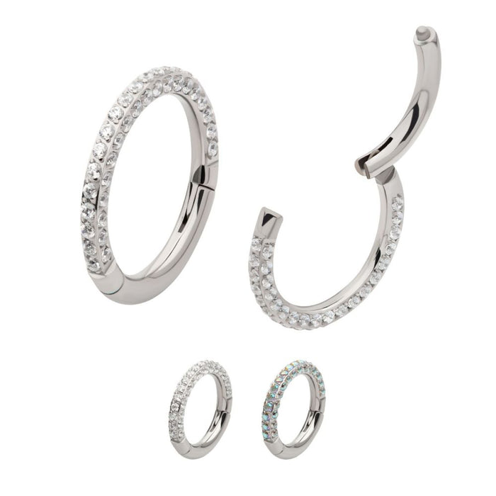 Invictus Titanium 3-Row 0.8mm Pave Gem Hinged Segment Clicker
