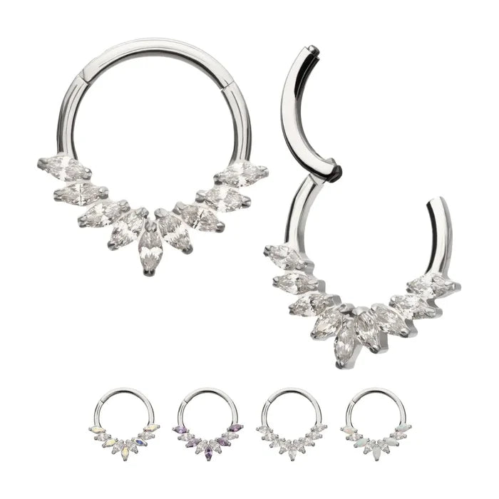 Invictus Titanium 9 Gem Marquise Cluster Front Facing Hinged Segment Clicker