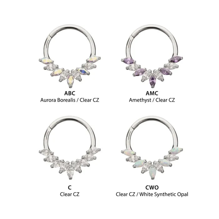 Invictus Titanium 9 Gem Marquise Cluster Front Facing Hinged Segment Clicker