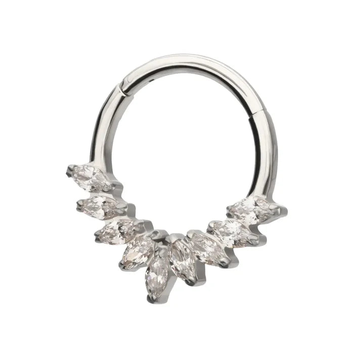 Invictus Titanium 9 Gem Marquise Cluster Front Facing Hinged Segment Clicker