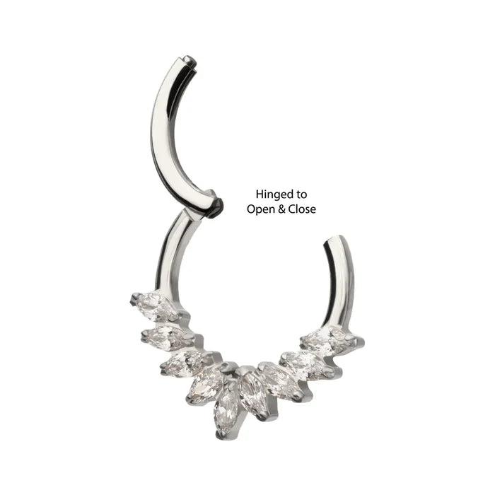 Invictus Titanium 9 Gem Marquise Cluster Front Facing Hinged Segment Clicker