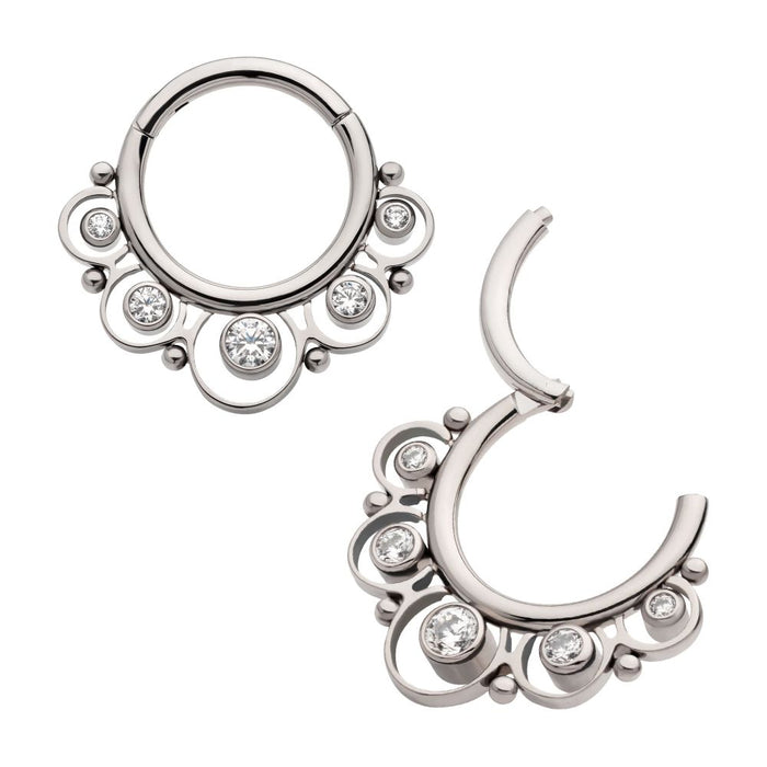 Invictus Titanium Beads & 5-Bezel Set Gem Front Facing Hinged Segment Clicker