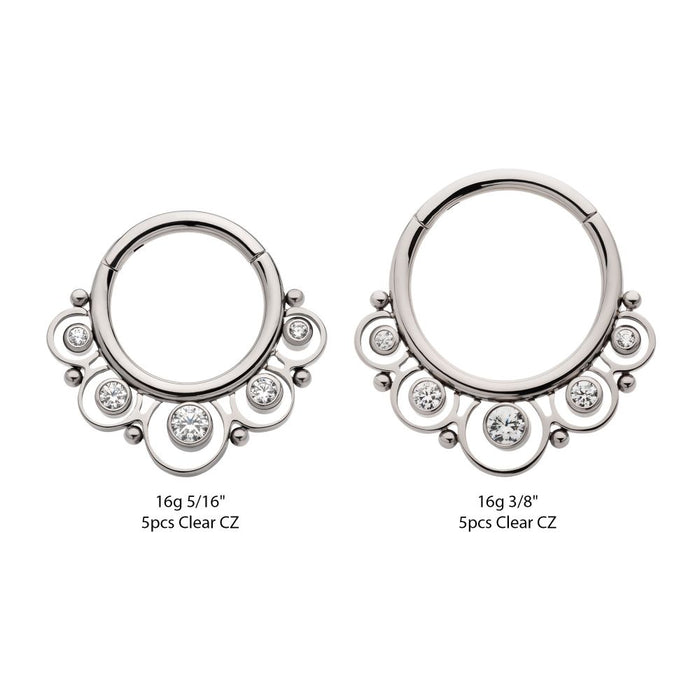 Invictus Titanium Beads & 5-Bezel Set Gem Front Facing Hinged Segment Clicker