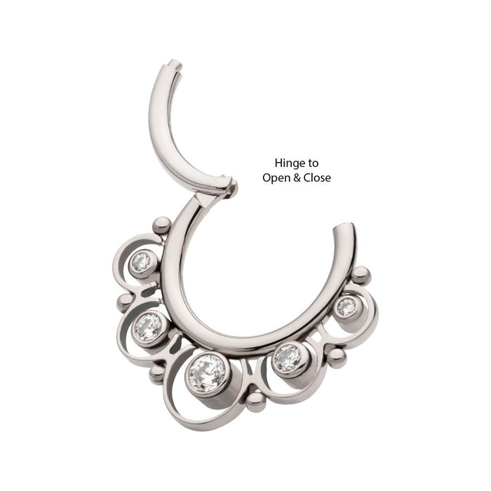 Invictus Titanium Beads & 5-Bezel Set Gem Front Facing Hinged Segment Clicker
