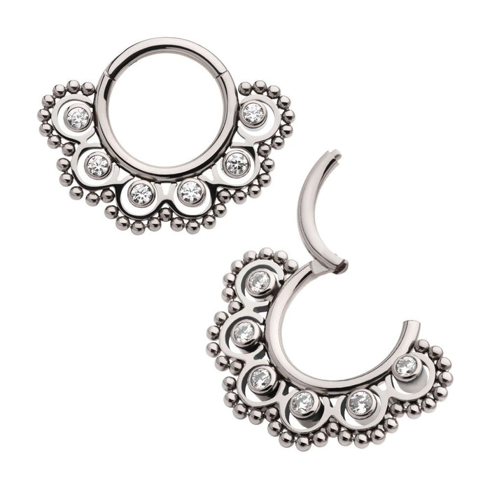 Invictus Titanium Beads & 6-Bezel Set Gem Front Facing Hinged Segment Clicker