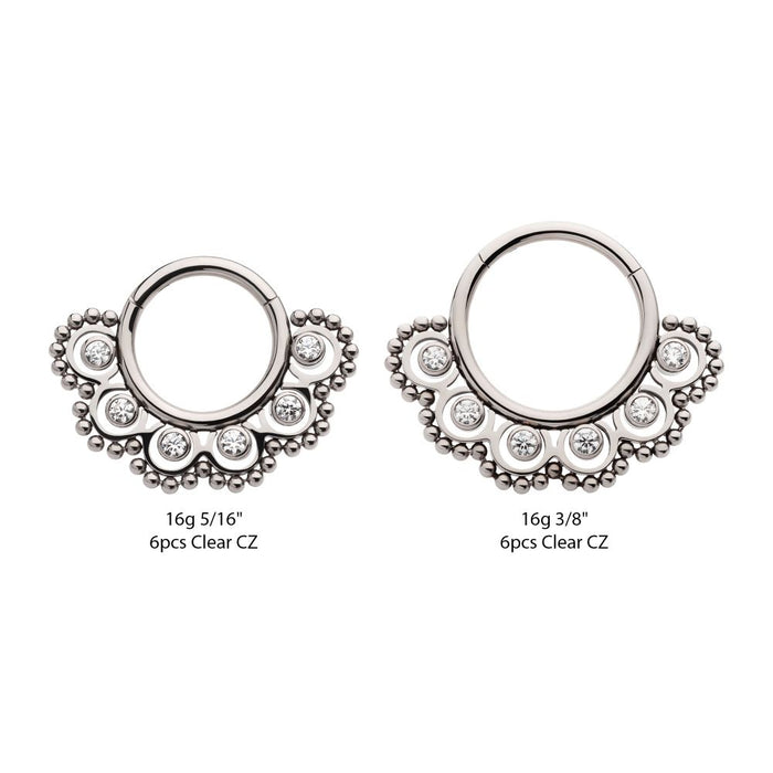 Invictus Titanium Beads & 6-Bezel Set Gem Front Facing Hinged Segment Clicker