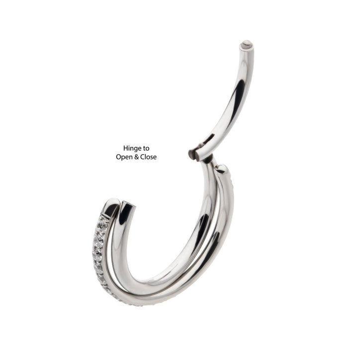 Invictus Titanium Crisscross with CZ Side Facing Hinged Segment Clicker