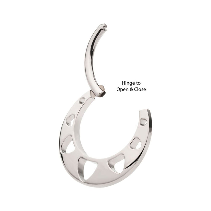 Invictus Titanium Cut Out Pyramid Shape Front Facing Hinged Segment Clicker