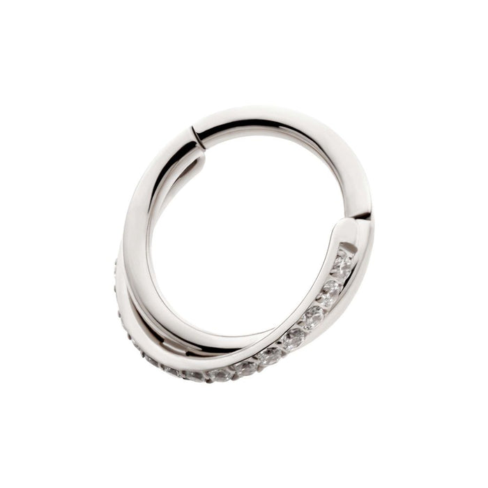 Invictus Titanium Double Hoop Side Facing Hinged Segment Clicker with CNC Set Round CZ