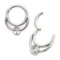Invictus Titanium Double Hoop with Pear-Shaped Gem Front Facing Hinged Segment Clicker