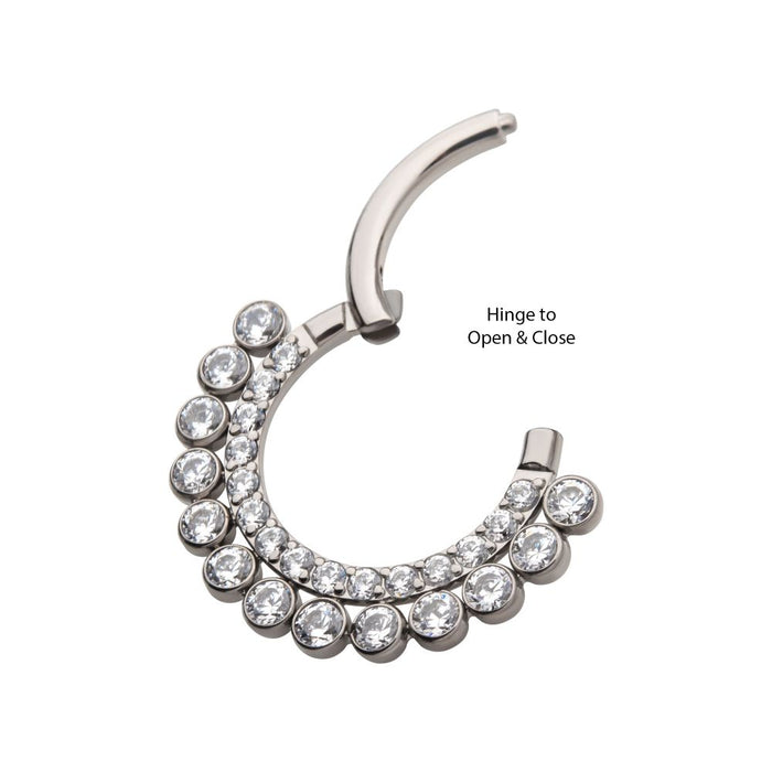Invictus Titanium Double Row Clustered CZ Front Facing Hinged Segment Clicker