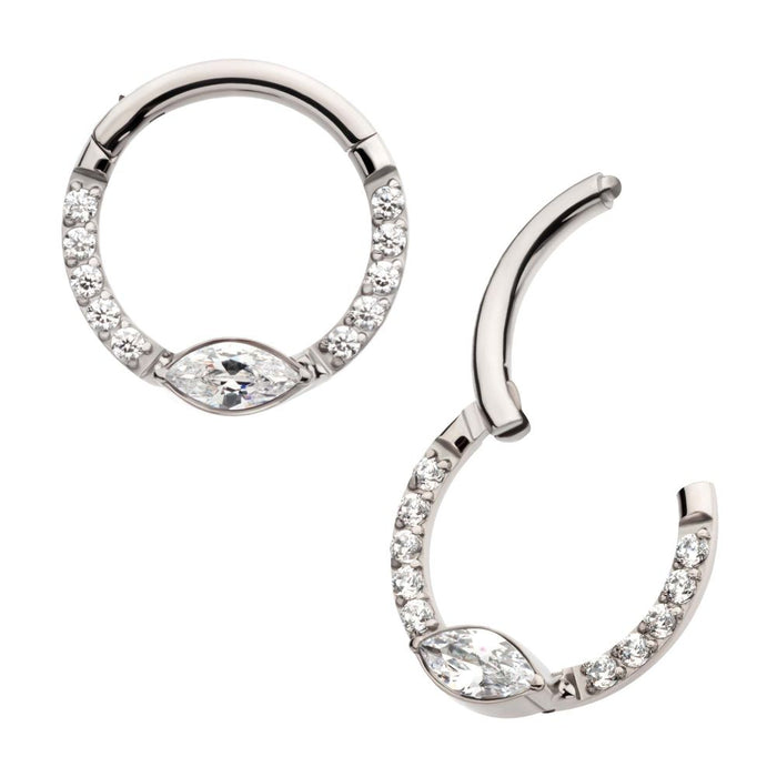 Invictus Titanium Eye CZ Front Facing Hinged Segment Clicker with CNC Set Round CZ