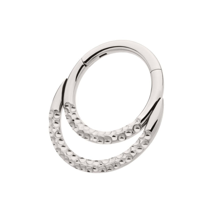 Invictus Titanium Hammered Double Hoop Front Facing Hinged Segment Clicker