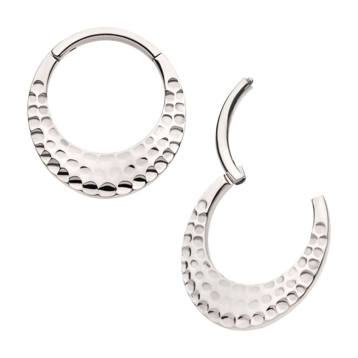 Invictus Titanium Hammered Round Shape Front Facing Hinged Segment Clicker