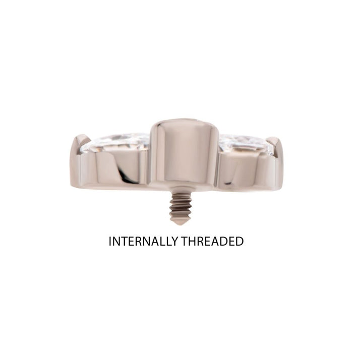 Invictus Titanium Internally Threaded 3-Cluster Marquise Gem Fan Top with Bezel Round Gem