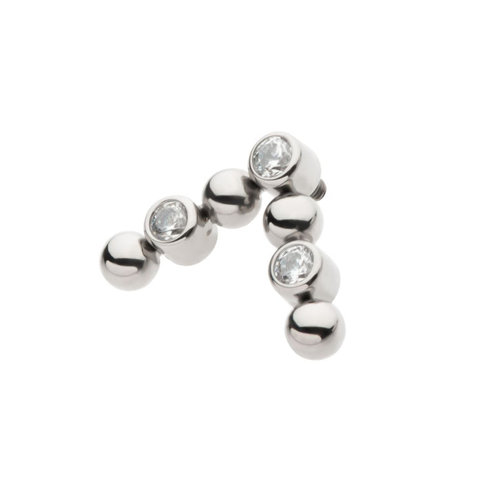 Invictus Titanium Internally Threaded Beads & Bezel Set Round CZ Cluster Chevron Top