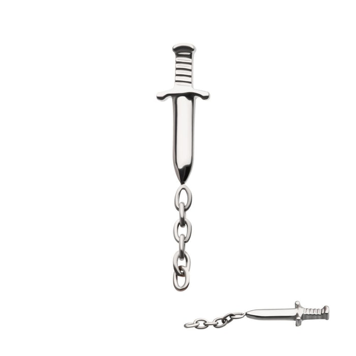 Invictus Titanium Internally Threaded Dagger Top with Dangle 8mm Chain