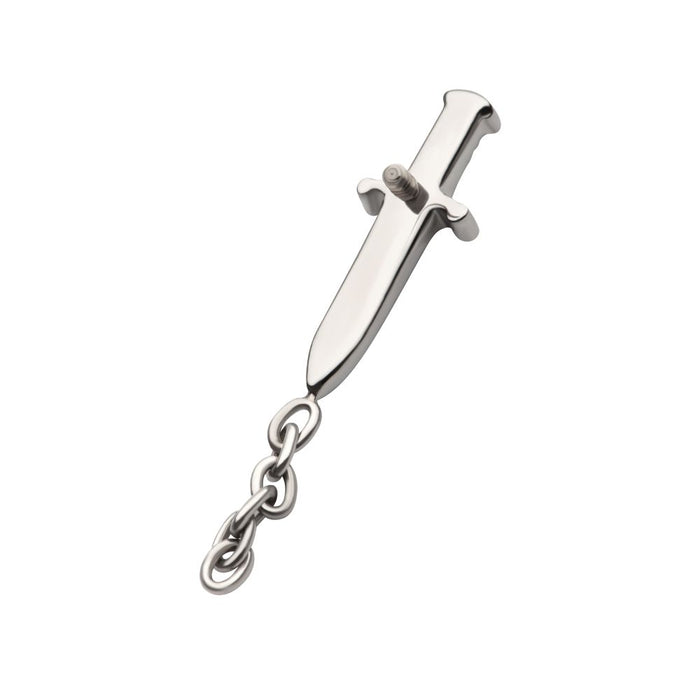 Invictus Titanium Internally Threaded Dagger Top with Dangle 8mm Chain