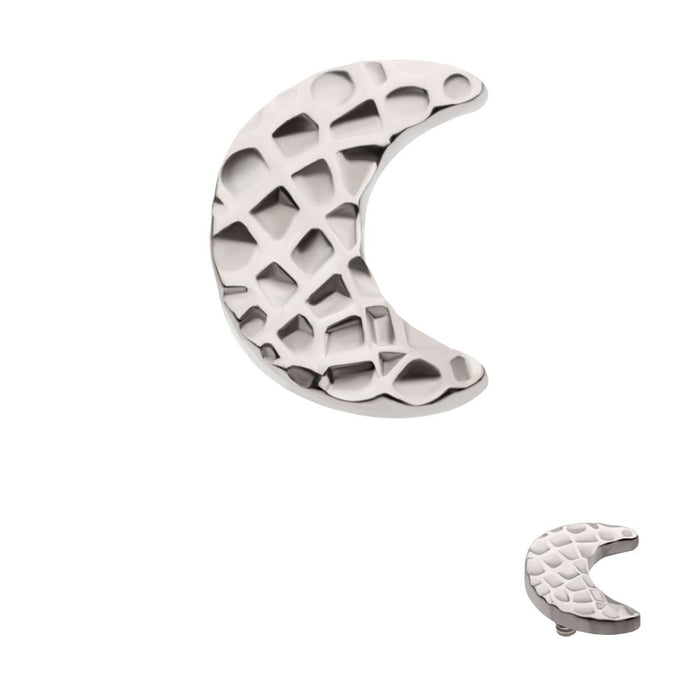 Invictus Titanium Internally Threaded Hammered Crescent Moon Top