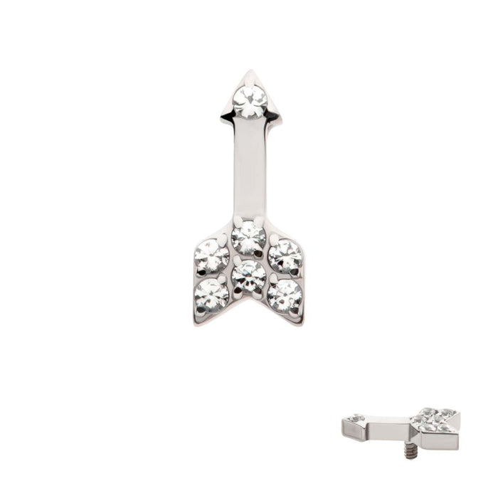 Invictus Titanium Internally Threaded Pave Set Round CZ Gem Arrow Top