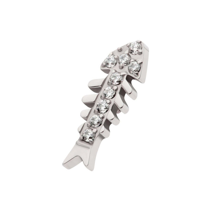 Invictus Titanium Internally Threaded Pave Set Round CZ Gem Fishbone Top