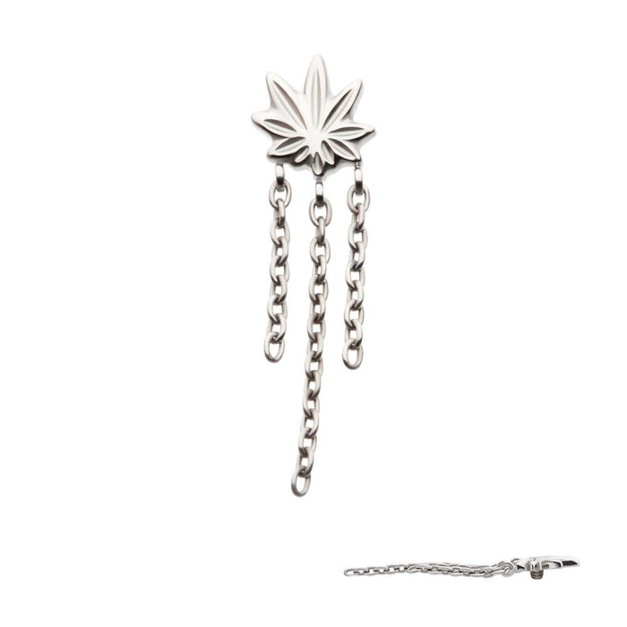 Invictus Titanium Internally Threaded Pot Leaf Top with 3 Dangle Chains