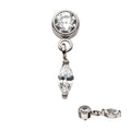 Invictus Titanium Internally Threaded Round CZ with Dangle Marquise CZ Top