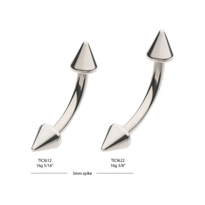 Invictus Titanium Internally Threaded Spike End Curved Barbell