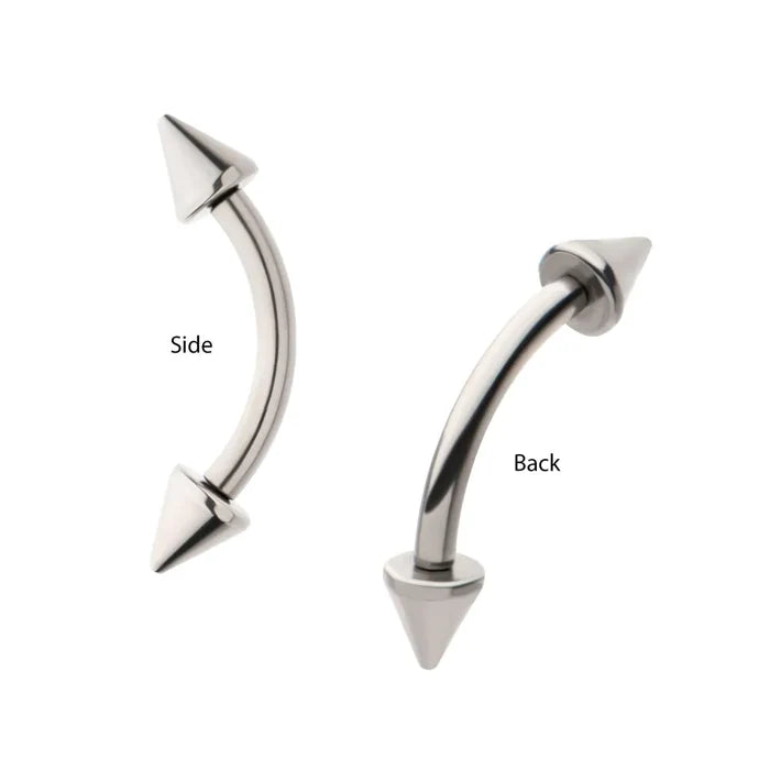 Invictus Titanium Internally Threaded Spike End Curved Barbell